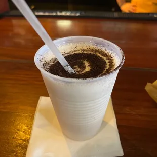 Molly's famous frozen Irish coffee with an extra shot of bumbu rum. The best.