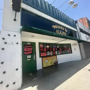 Outside is the same. Conveniently on the corner.