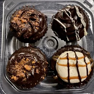 four different types of cupcakes