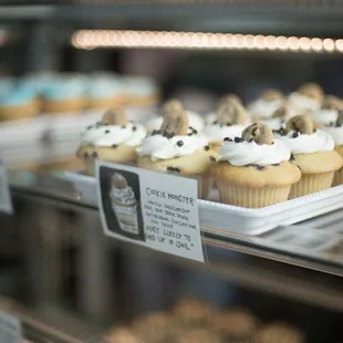 a display of cupcakes