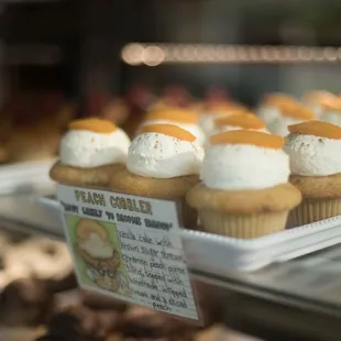 a display of cupcakes