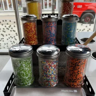 a display of colorful sprinkles