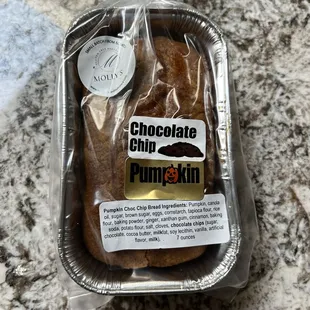 Pumpkin chocolate chip bread