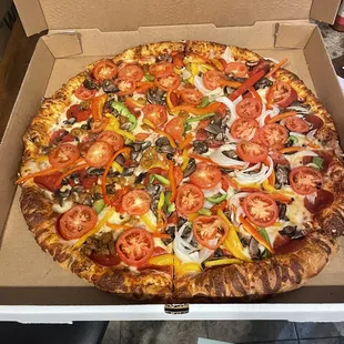 Base Camp Pizza (right 1/2 no onions, left 1/2 no sausage)