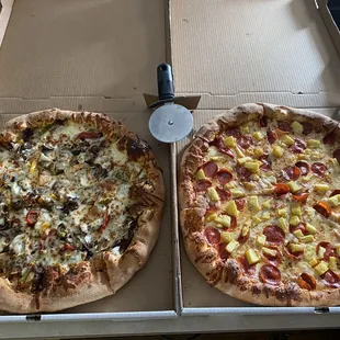 two pizzas in a box
