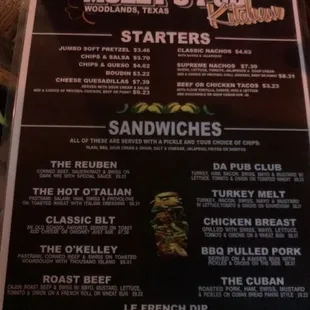 Menu as of 4/10/23