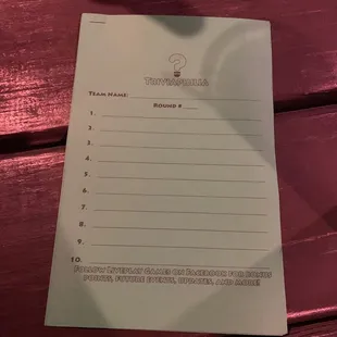 Trivia packet for trivia Monday