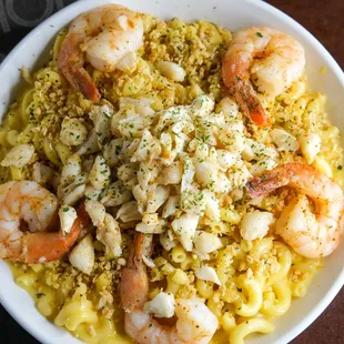 a bowl of shrimp and rice