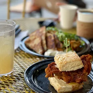 a chicken sandwich on a biscuit roll