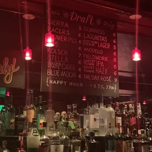a variety of liquors