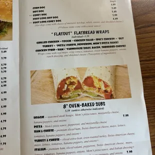 burritos and wraps, menu