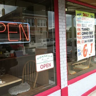 Exterior with specials list.