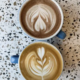 Latte and hot chocolate