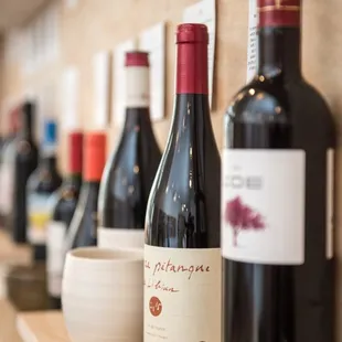 bottles of wine on a shelf