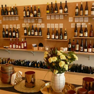 shelves full of bottles of wine