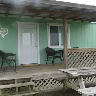 Our cabin:  Trophy Trout.  Roomy, clean, comfortable and superb views.