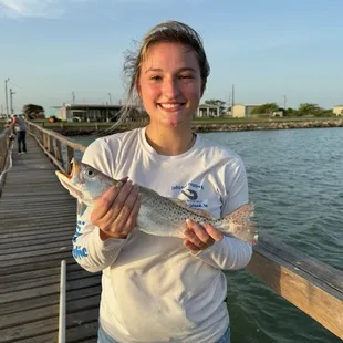 Girls out fishing boys.  Sea Trout Champion.