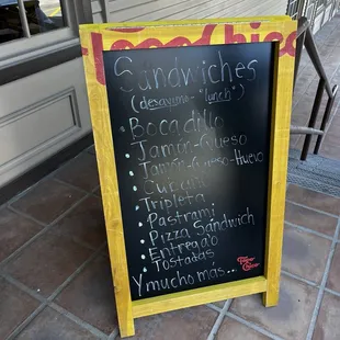 Lunch menu