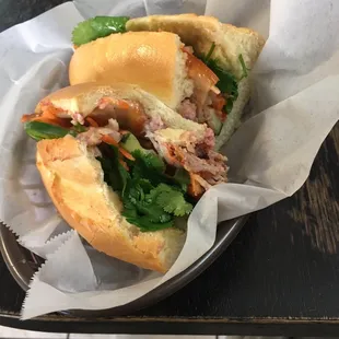 Pork belly banh mi, so good I had to take a bite before taking the pic‍
