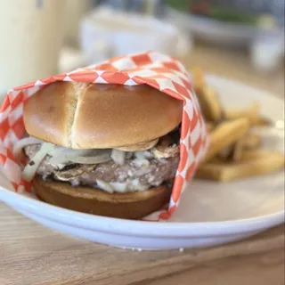 Sauted Mushroom and Onion Burger