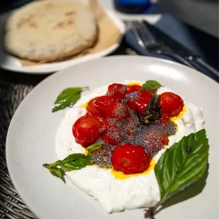Whipped feta with blistered tomatoes