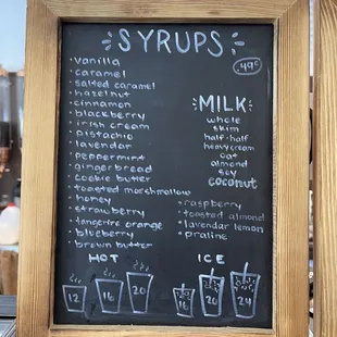 So many options of syrups &amp; Milks!