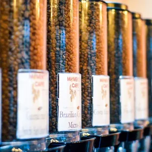 Light, medium and dark coffees freshly roasted