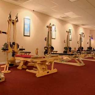 6 Gyrotonic Pulley Towers and all auxillary equipment (Gyrotoner, Jumping/Stretching Board, Ladder and Leg Extension