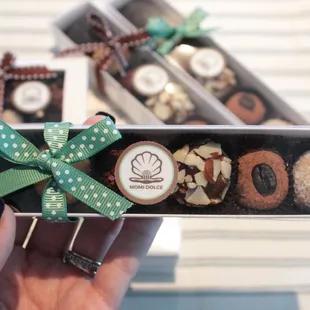 We recommend a box of six so that you can try all of our delectable flavors and toppings!