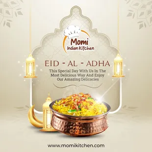 Eid Mubarak! Celebrate the joyous occasion of Eid-Al-Adha with us at Momi Indian Kitchen and treat yourself to an unforgettable dining exp