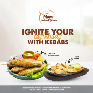 The perfect starter to start your meal with our tasty kebab at Momi Indian Kitchen