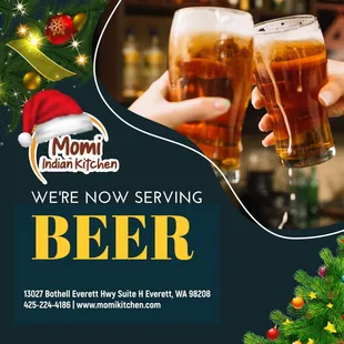 Now we&apos;re serving beer. Come and Enjoy your drink at Momi Indian Kitchen