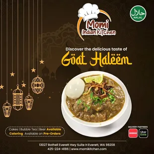 Tantalize your taste buds with our mouthwatering goat haleem to bring the flavors to your palate! @ Momi Indian Kitchen