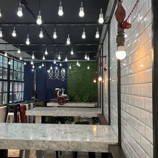 Seating inside Momi Market.