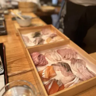 The start of the nigiris - Chef Chris table side service!