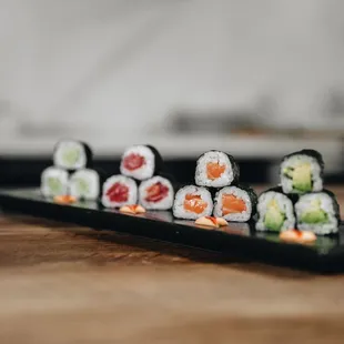 a closeup of the sushi