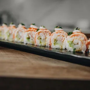 a closeup of the sushi