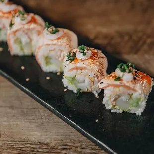 a closeup of the sushi