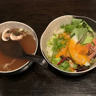 Clear Soup and House Salad with ginger dressing