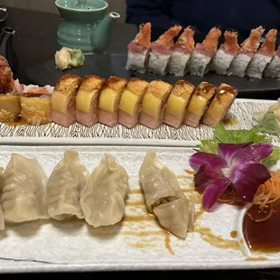 Pork Gyoza, Momiji Roll and Princess Roll.