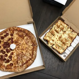 Medium Pizza and Small Cheese Bread