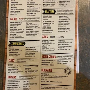 a menu on a wall