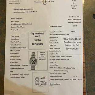 menu