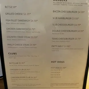 menu