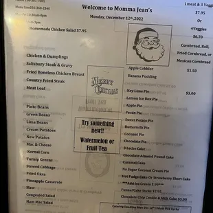 menu