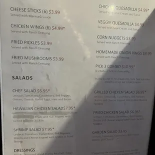 menu