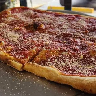 a deep dish pizza