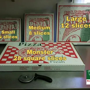 Pizza sizes