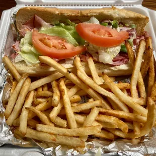 Italian hoagie and fries