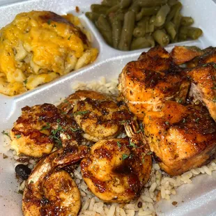 Honey jerk salmon &amp; shrimp